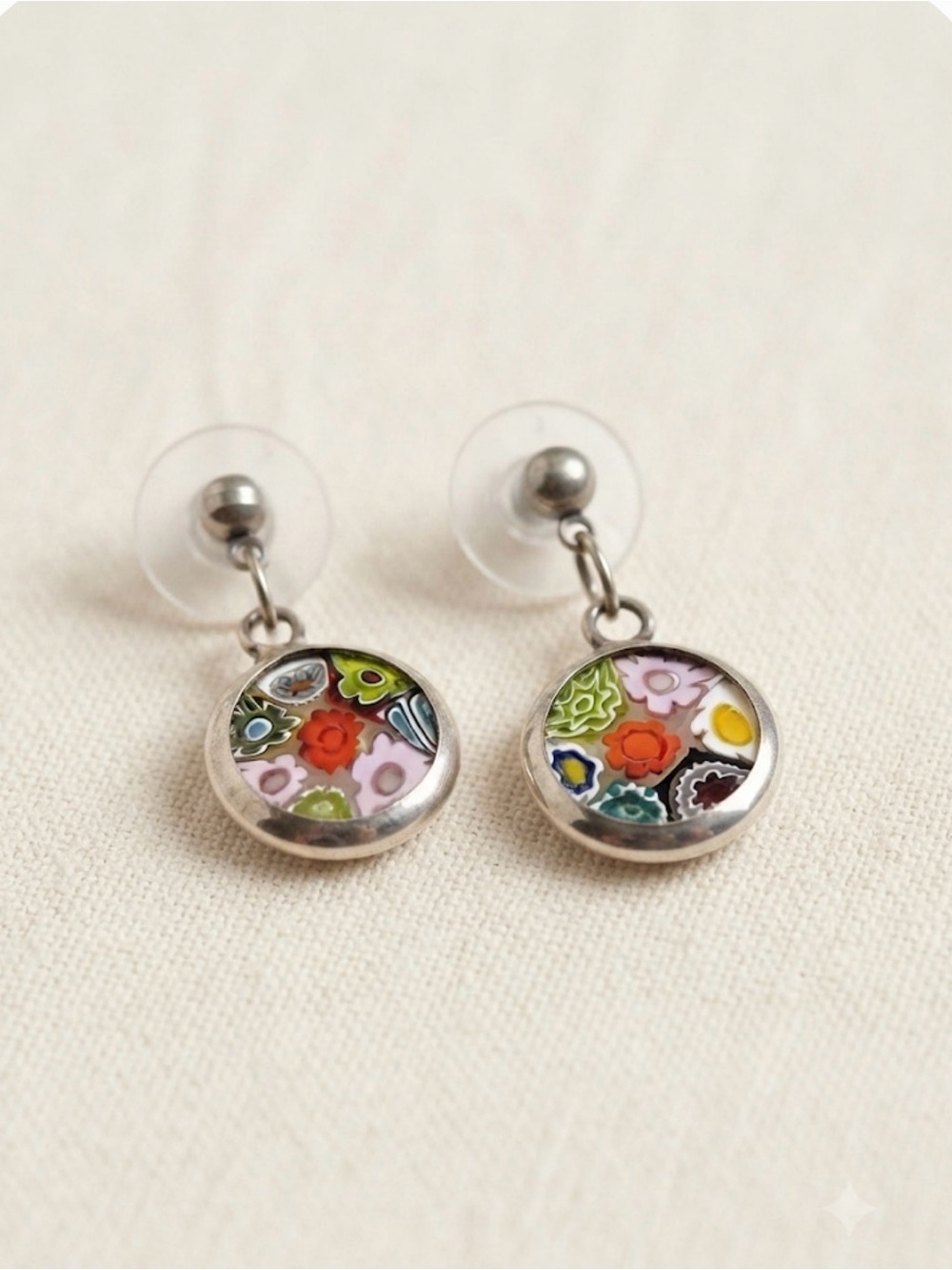 Glass of Venice sterling silver earrings handmade Italian Murano glass